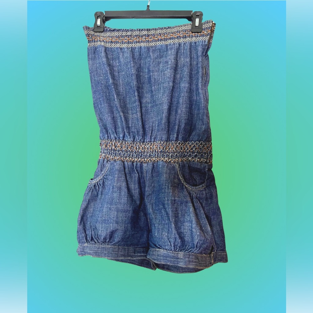 Y2K Denim Romper Forever 21 Strapless One-Piece Size Small